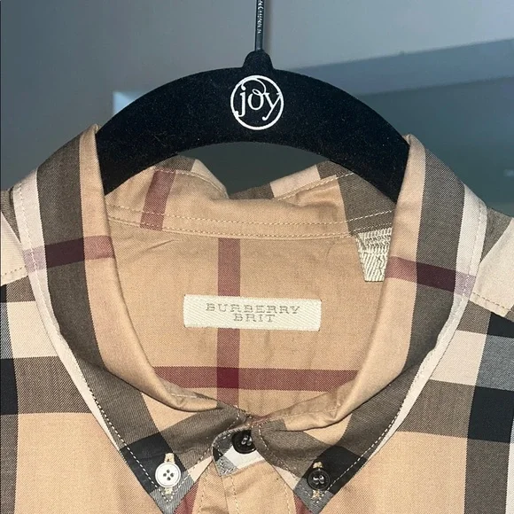 Burberry Brit Classic Tan Plaid Casual Button Down Shirt - Picture 2 of 12
